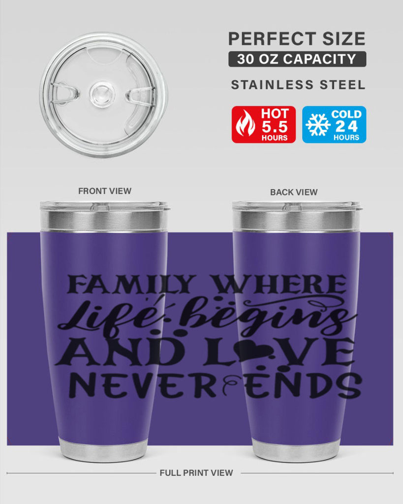 family where life begins and love never ends 33#- family- Tumbler