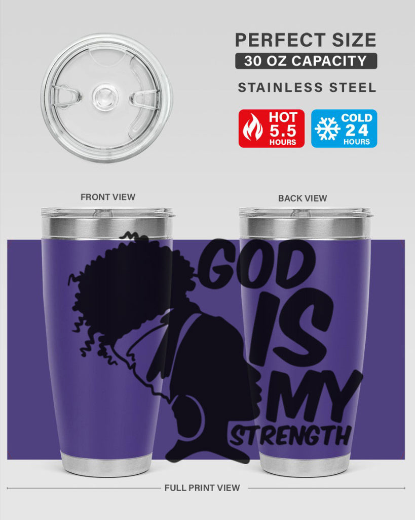 god is my strength- black words phrases- Cotton Tank