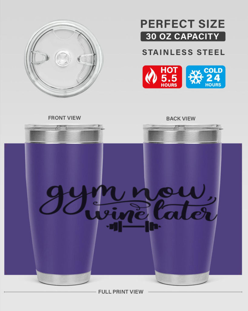 gym now wine later 42#- gym- Tumbler