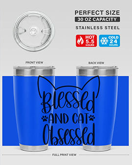 Blessed And Cat Obsessed Style 79#- cat- Tumbler