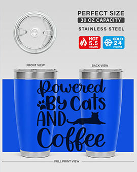 Powered By Cats And Coffee Style 102#- cat- Tumbler