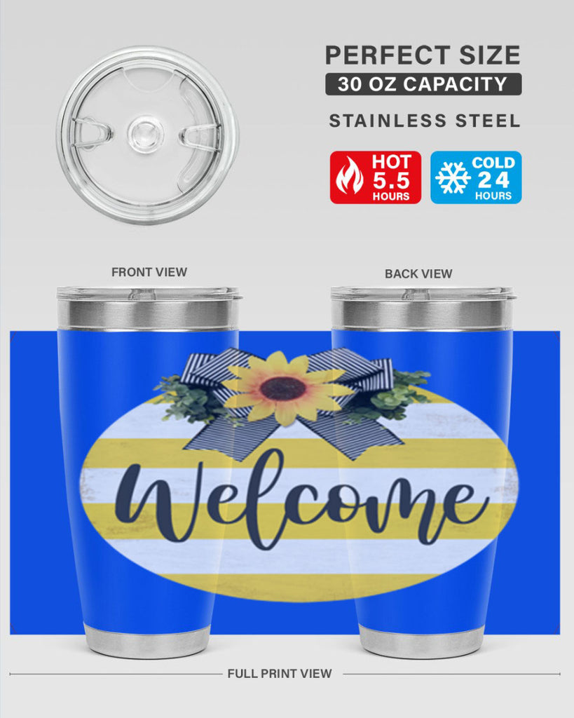 Welcome and Yellow strips Mockup564#- spring- Tumbler
