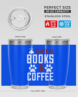 cats books and coffee Style 38#- cat- Tumbler