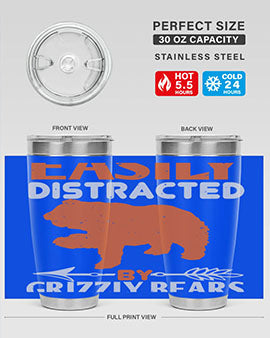 easily distracted by grizzly bears 10#- Bears- Tumbler