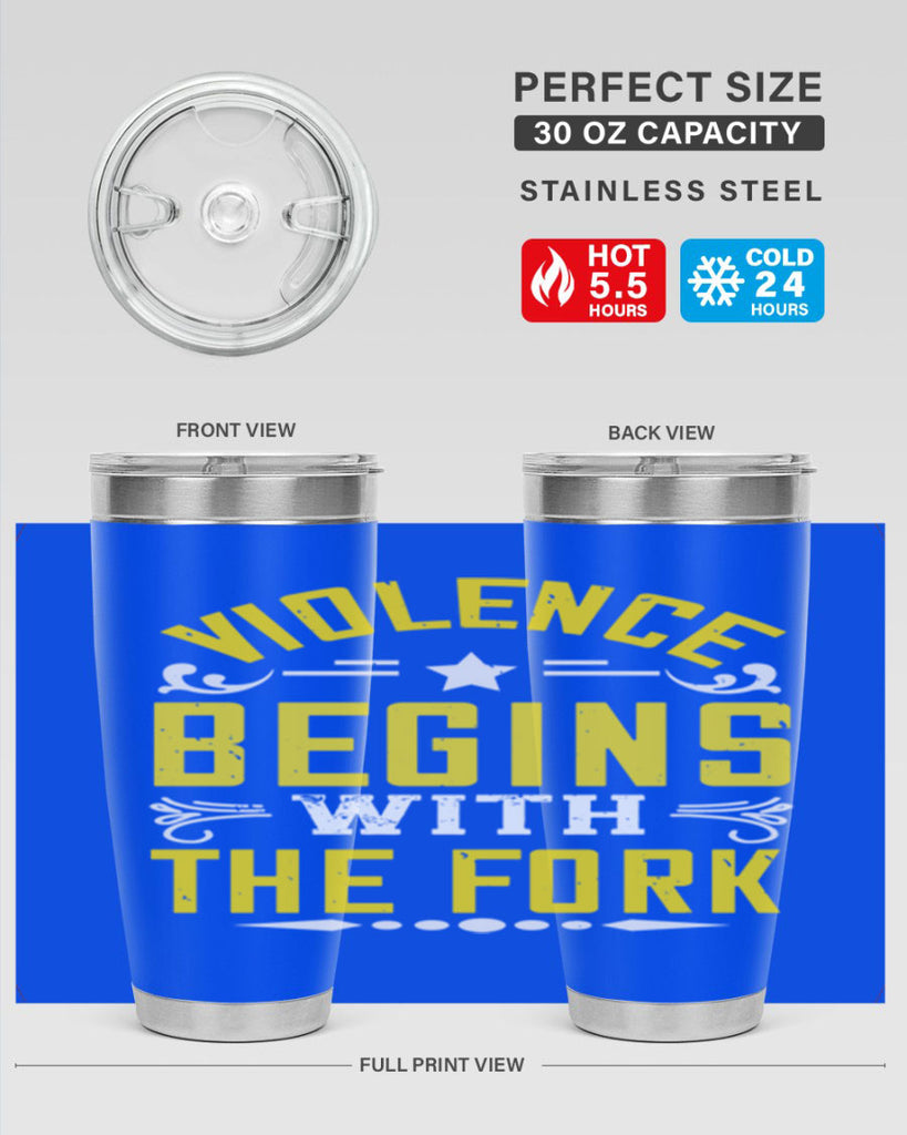 violence begins with the fork 11#- vegan- Tumbler