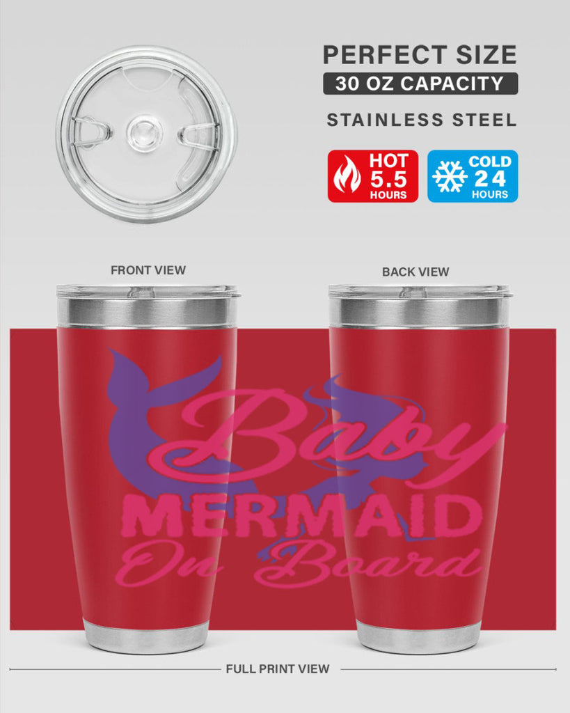 Baby Mermaid On Board 24#- mermaid- Tumbler