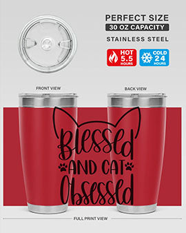 Blessed And Cat Obsessed Style 79#- cat- Tumbler