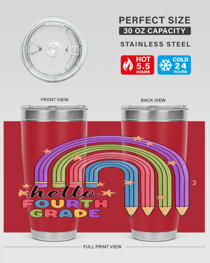 Hello 4th Grade Pencil Rainbow 12#- 4th  grade- Tumbler