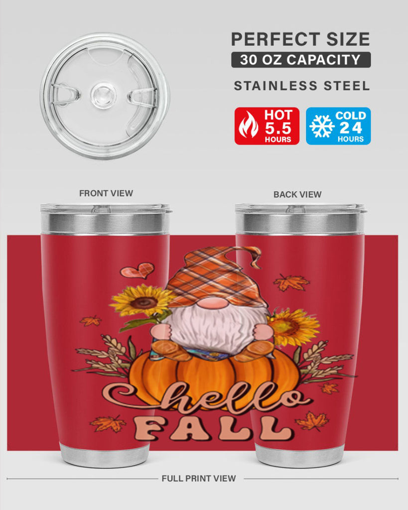 HelloFallAutumnGnome 298#- fall- Tumbler