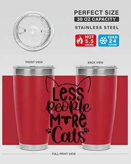 Less People More Cats Style 97#- cat- Tumbler