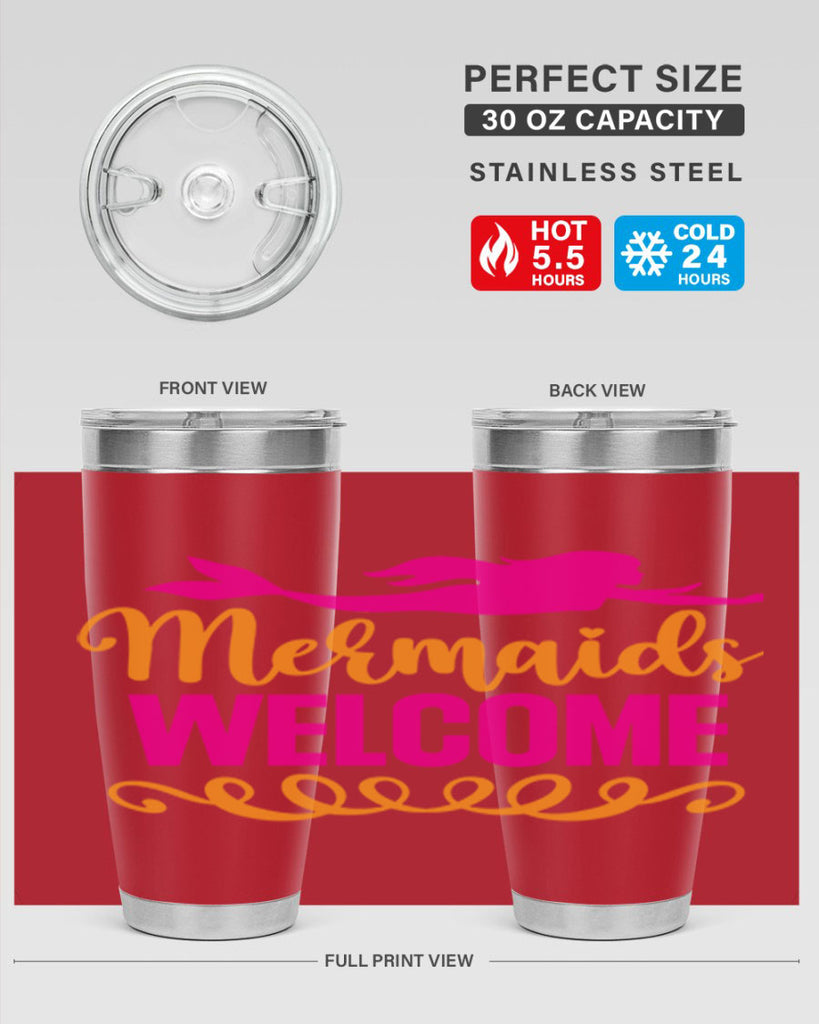 Mermaids Welcome 472#- mermaid- Tumbler