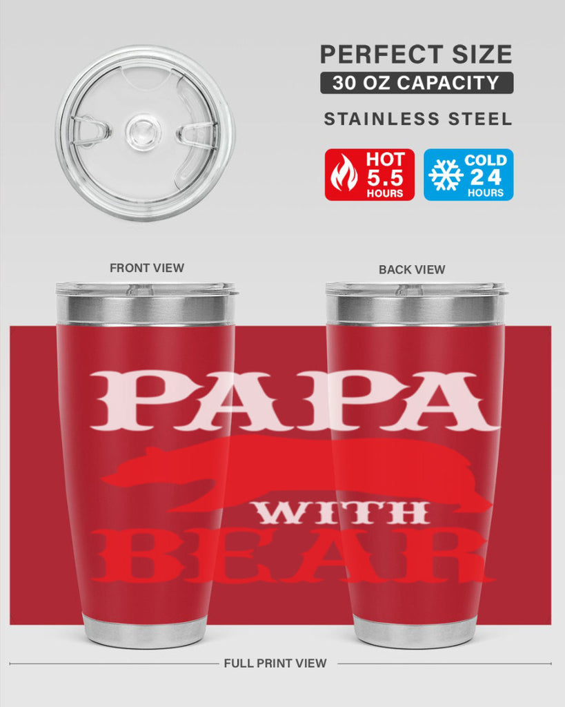 PAPA WITH BEAR 111#- grandpa - papa- Tumbler