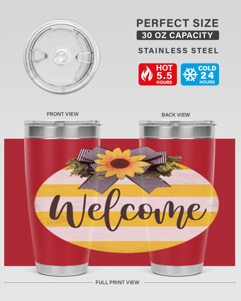 Welcome and Yellow strips Mockup564#- spring- Tumbler