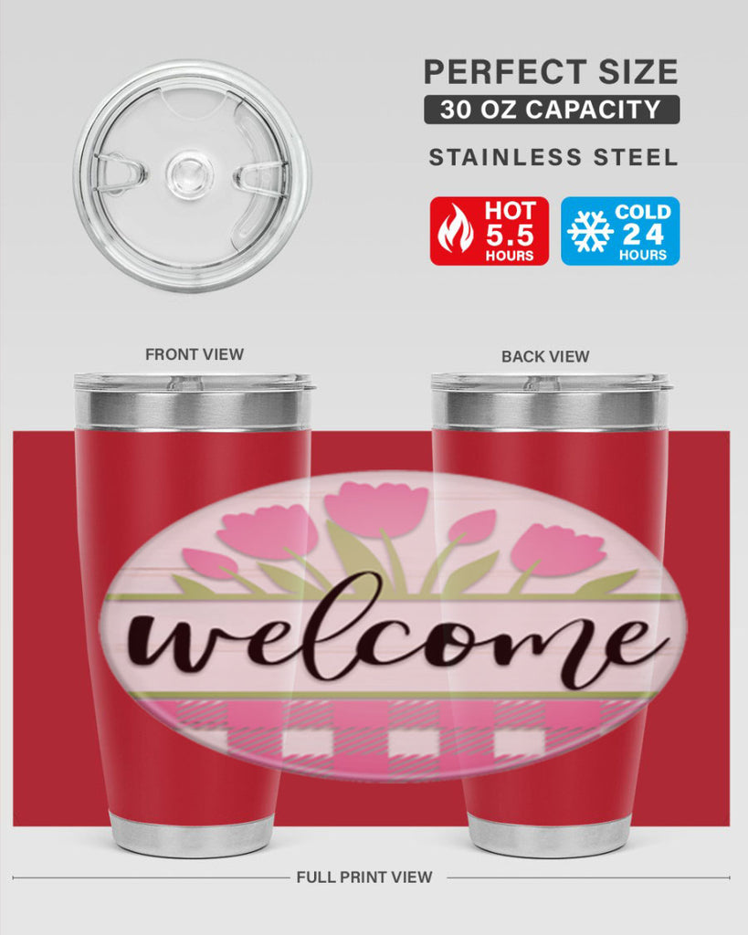 Welcome pink plaid Mockup574#- spring- Tumbler