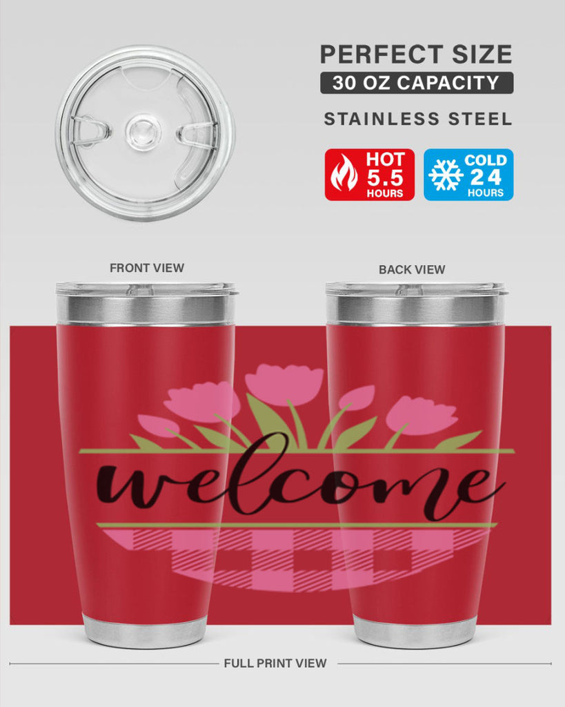 Welcome pink plaid575#- spring- Tumbler