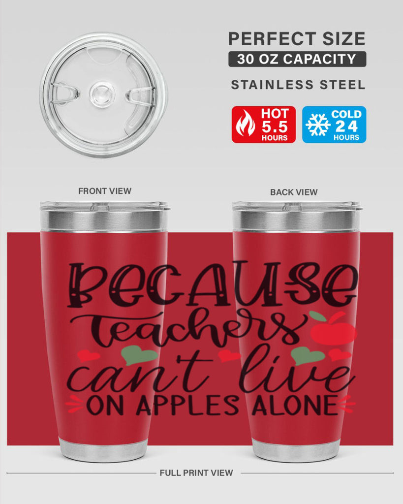 because teachers cant live on apples alone Style 192#- teacher- tumbler