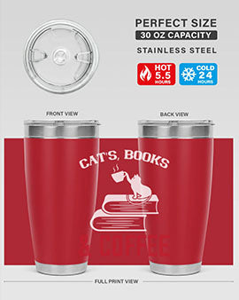cats book and coffee Style 37#- cat- Tumbler