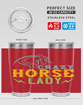 crazy horse lady Style 10#- horse- Tumbler