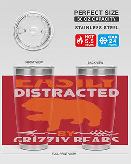 easily distracted by grizzly bears 10#- Bears- Tumbler