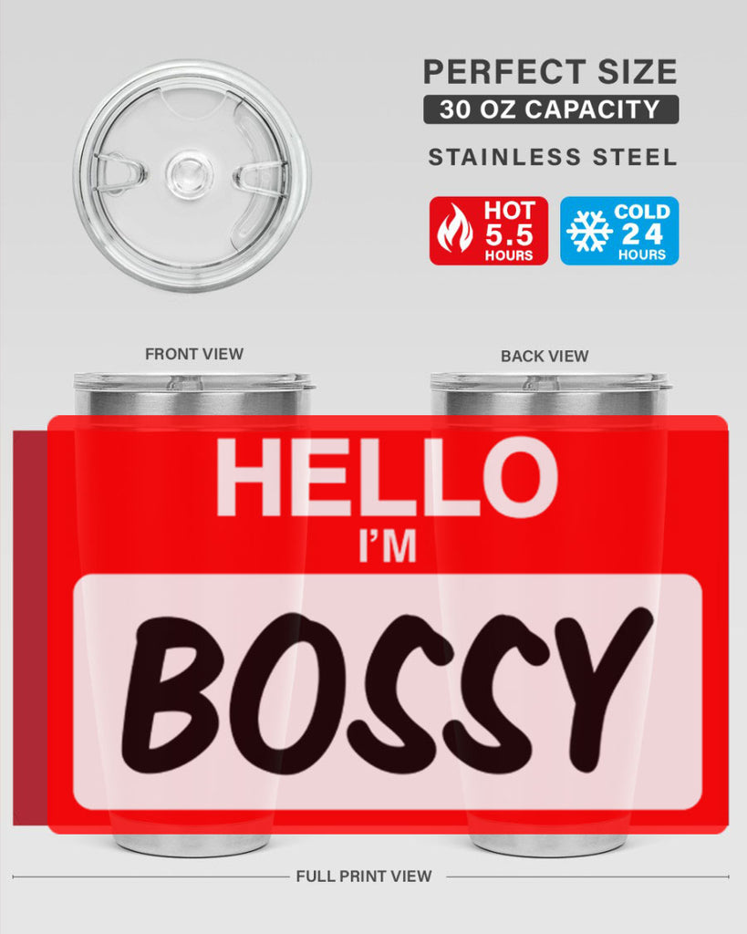 hello im bossy 132#- black words phrases- Cotton Tank