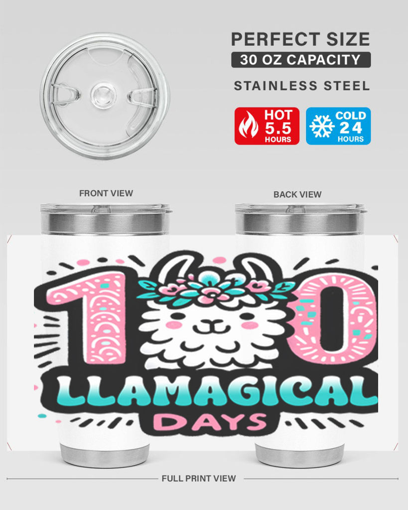 100 Llamagical Days Sublimation 35#- 100 days of school- Tumbler