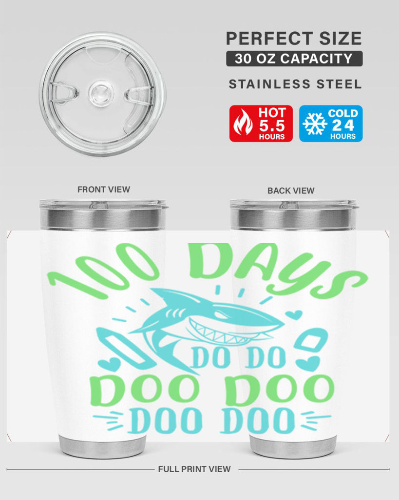 100 days shark doo doo 21#- 100 days of school- Tumbler