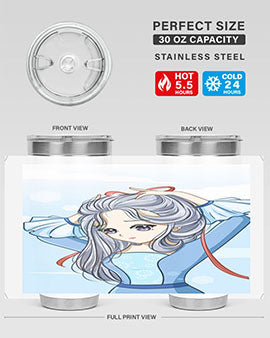 Beautiful princess silver hair with blue dress 120#- anime- Tumbler