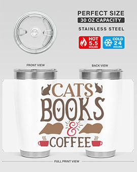 Cats Books Coffee Style 9#- cat- Tumbler