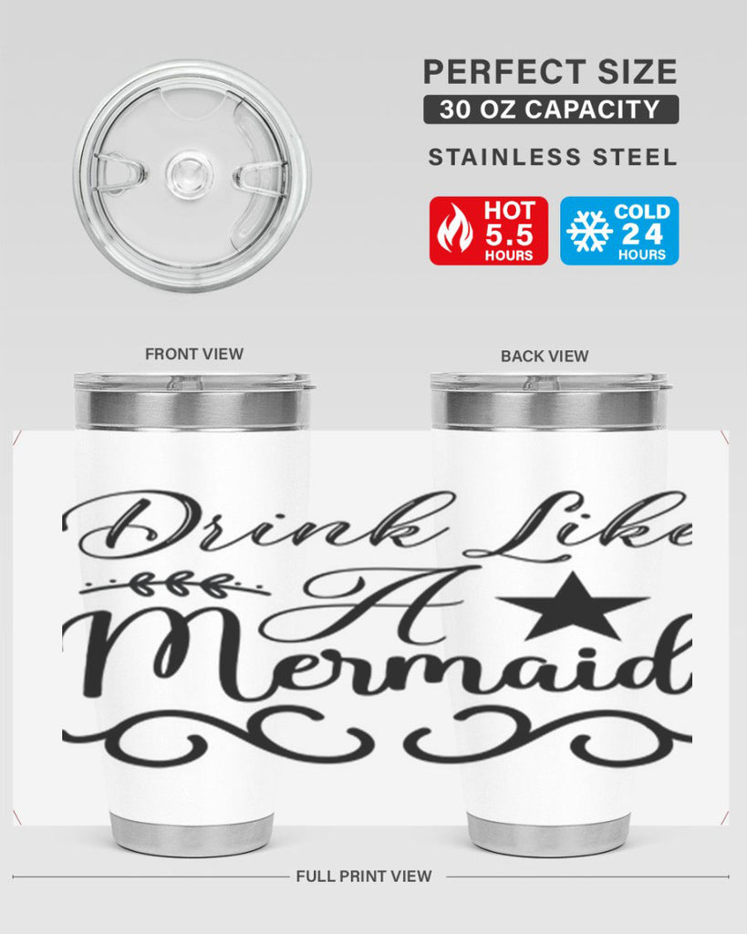 Drink like a mermaid 144#- mermaid- Tumbler