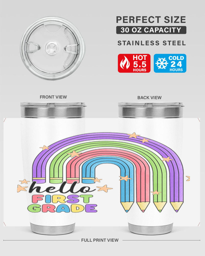 Hello 1st Grade Pencil Rainbow 14#- 1st grade- Tumbler