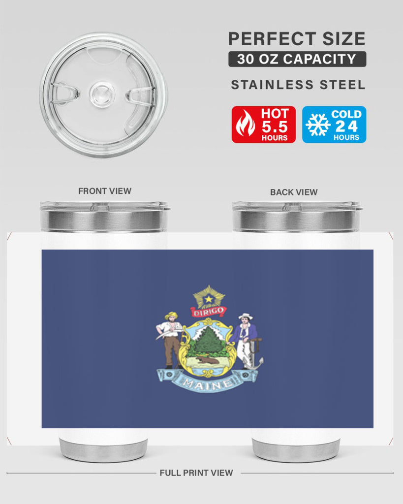 Maine 33#- Us Flags- Tumbler