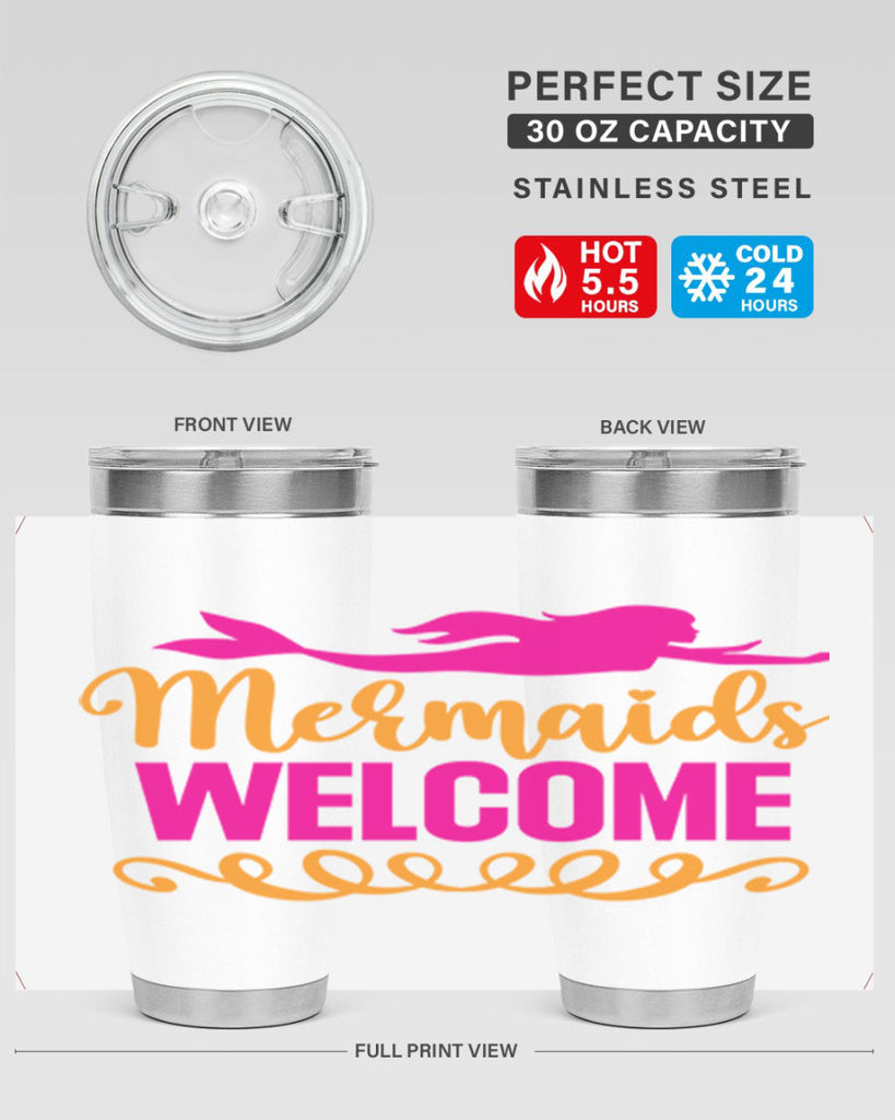 Mermaids Welcome 472#- mermaid- Tumbler