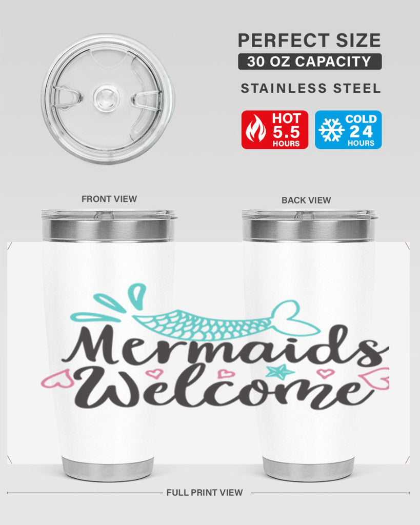 Mermaids Welcome 474#- mermaid- Tumbler