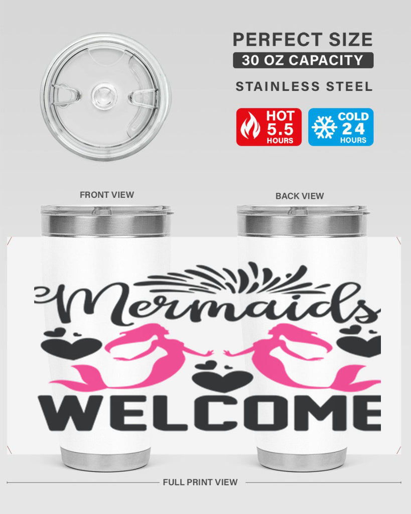 Mermaids Welcome 499#- mermaid- Tumbler