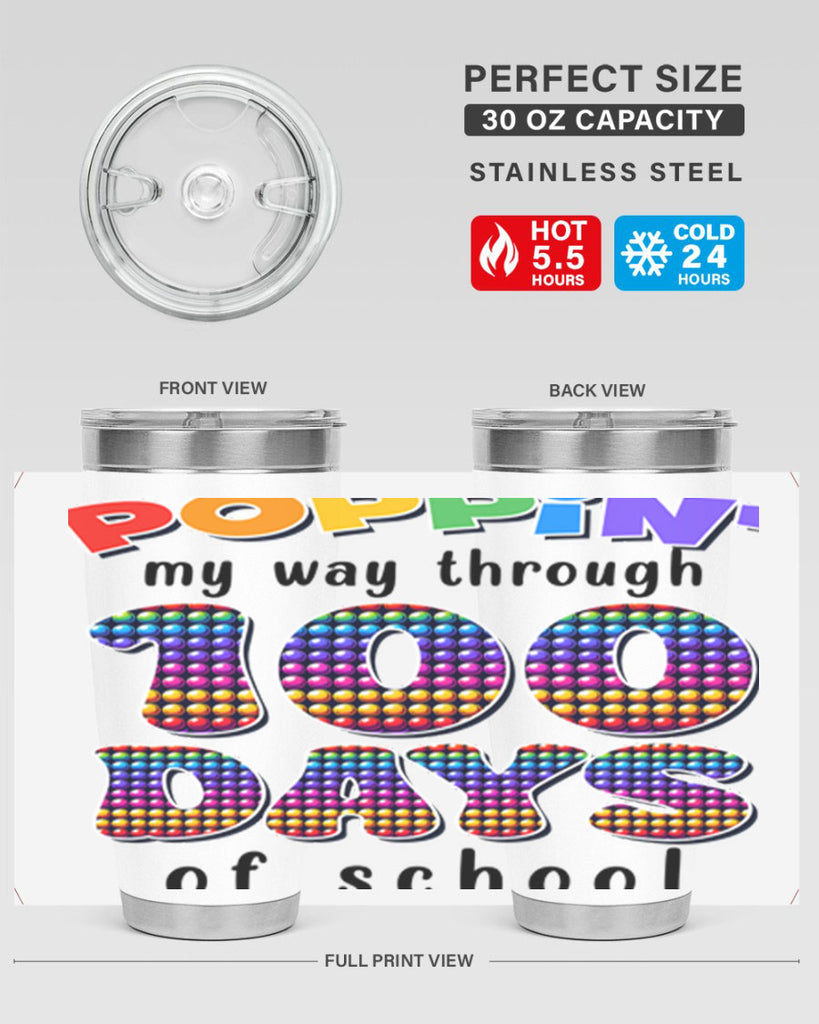 Poppin My Way Through 100 53#- 100 days of school- Tumbler