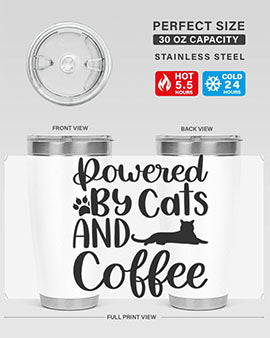 Powered By Cats And Coffee Style 102#- cat- Tumbler