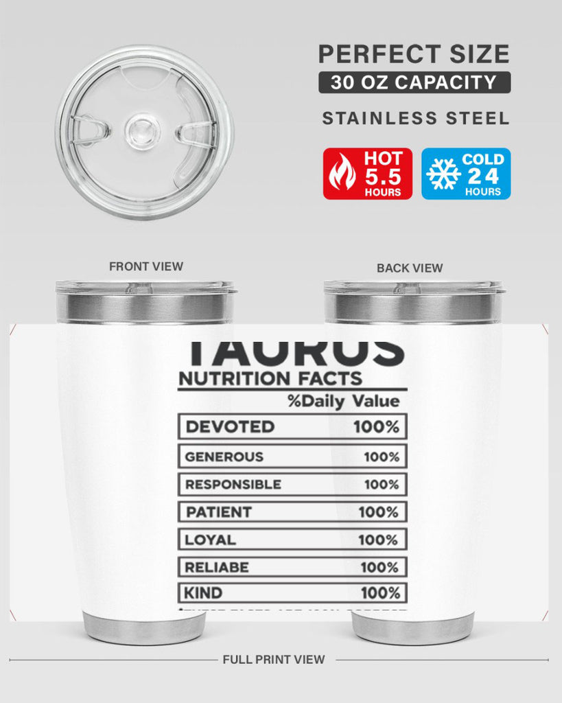 Taurus Nutrition Facts 490#- zodiac- Tumbler