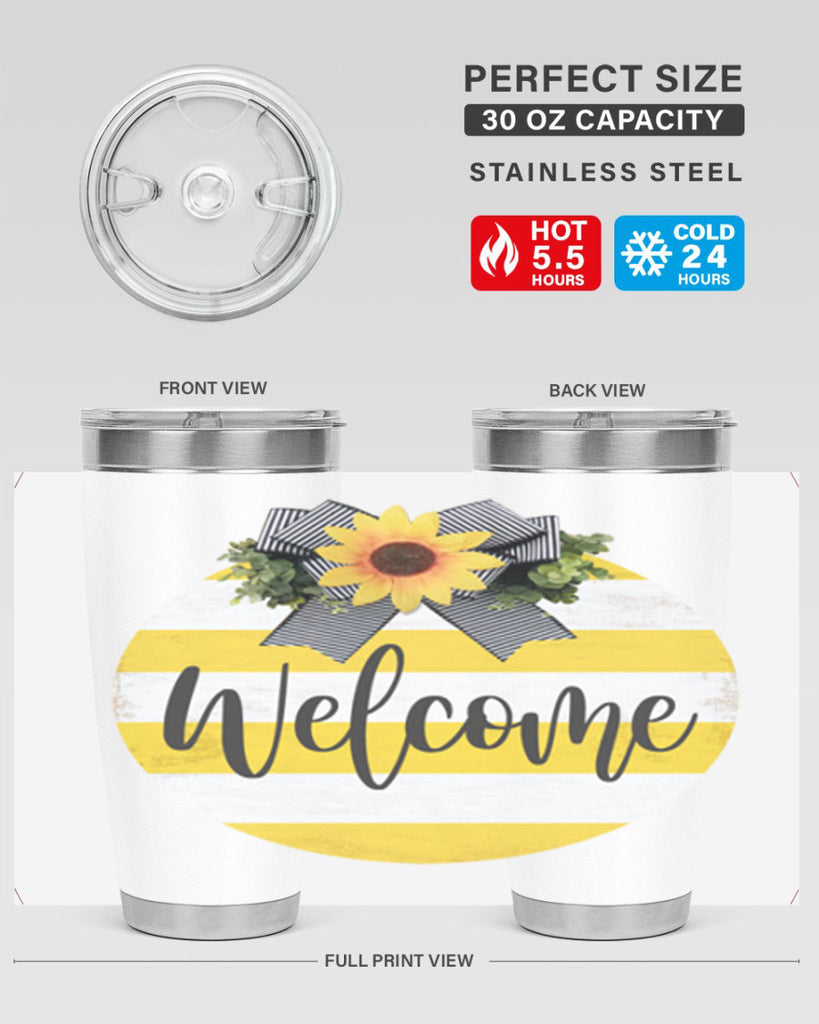 Welcome and Yellow strips Mockup564#- spring- Tumbler