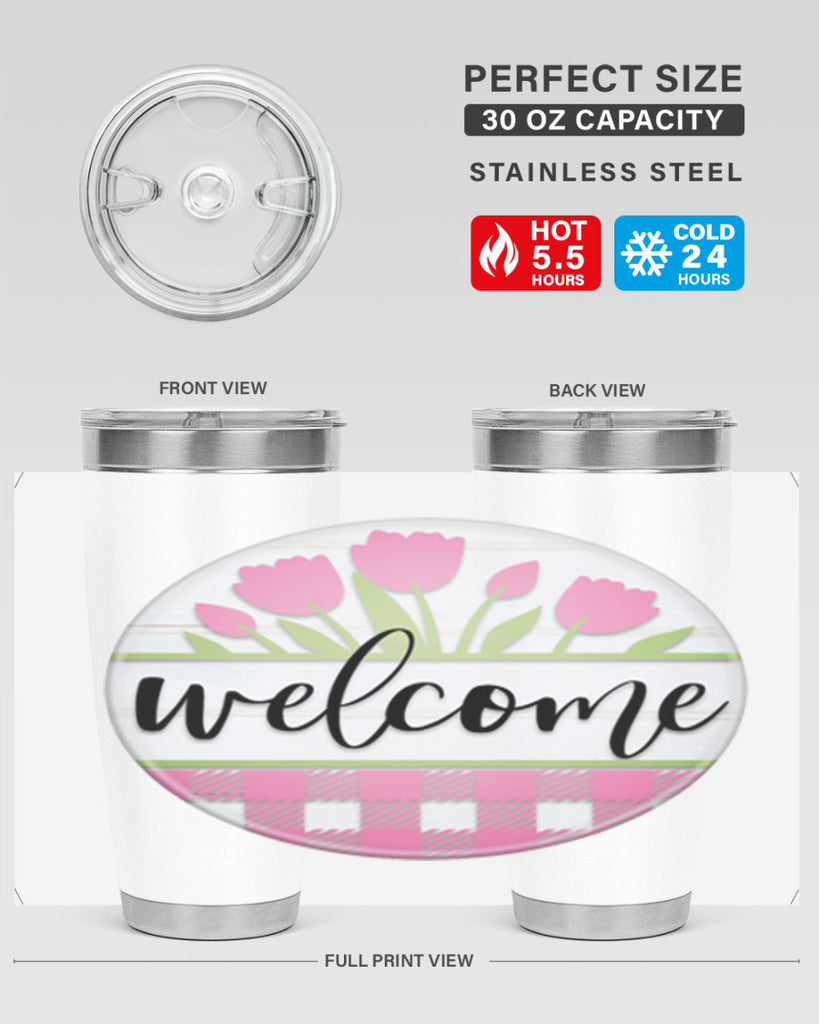 Welcome pink plaid Mockup574#- spring- Tumbler