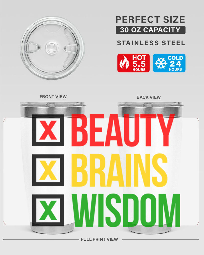 beauty brains wisdom 262#- black words phrases- Cotton Tank