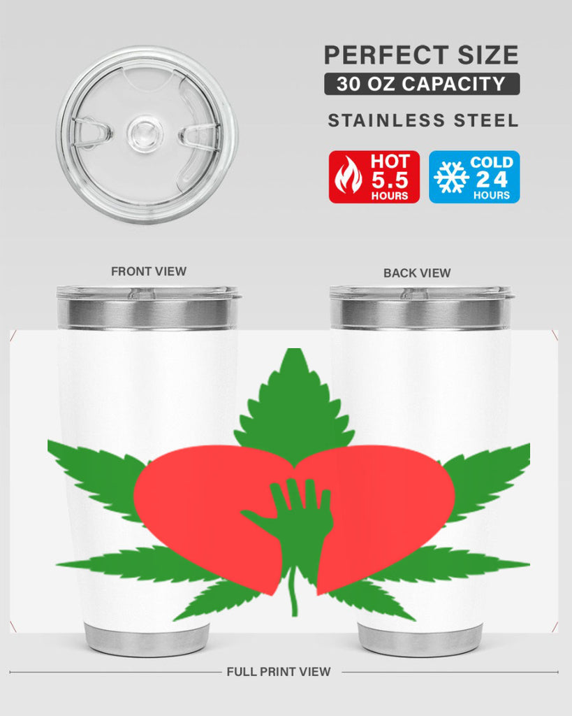 cannabis heart with hand 45#- marijuana- Tumbler