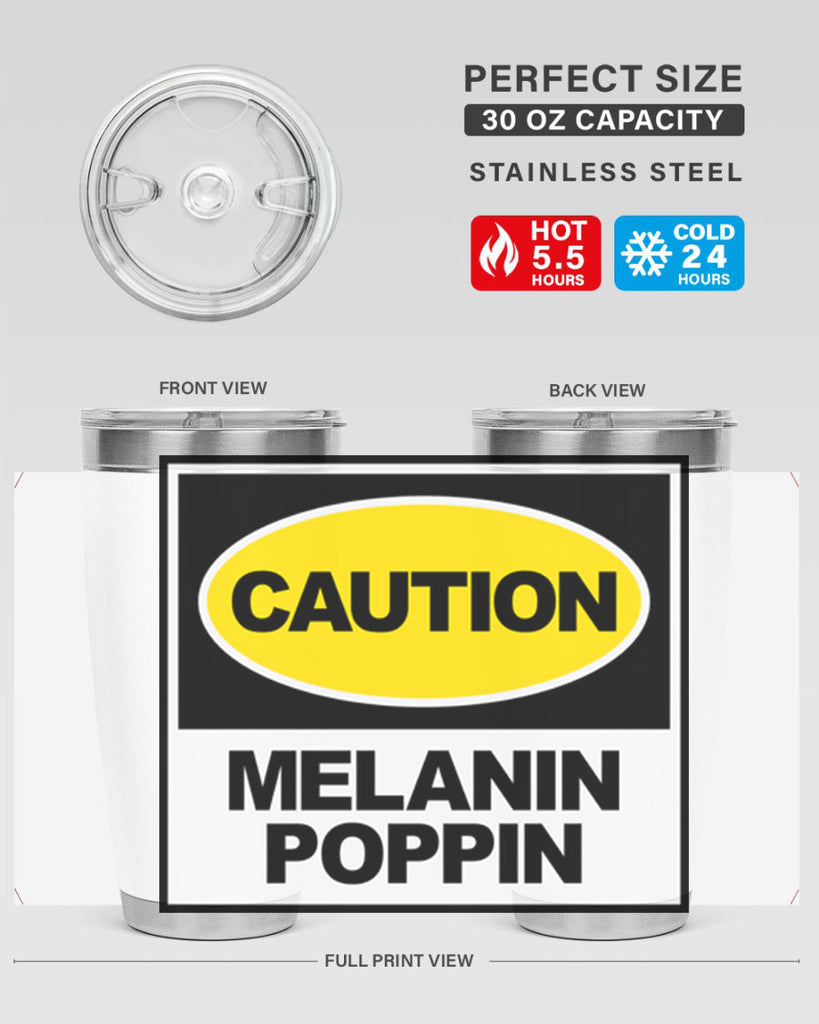 caution melanin poppin 188#- black words phrases- Cotton Tank