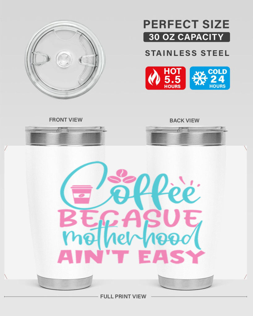 coffee becasue motherhood aint easy 351#- mom- Tumbler