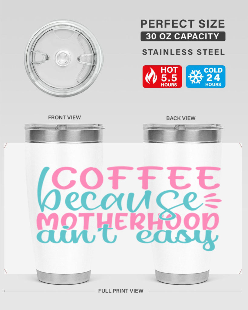 coffee becasue motherhood aint easy 352#- mom- Tumbler