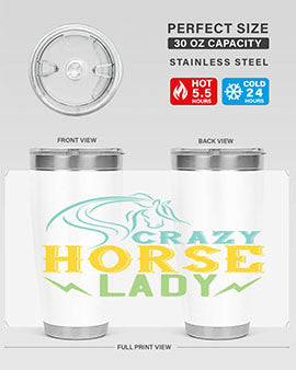 crazy horse lady Style 10#- horse- Tumbler