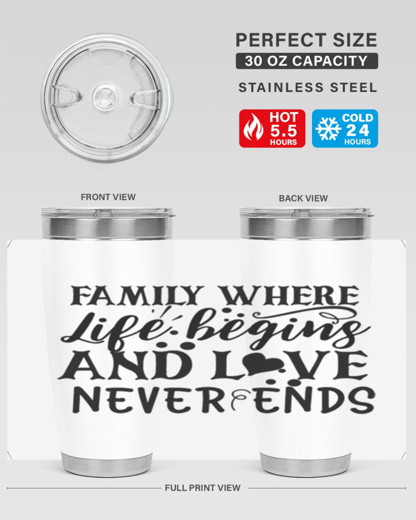 family where life begins and love never ends 33#- family- Tumbler