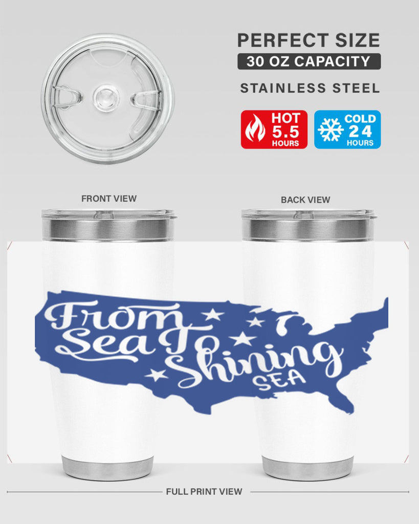 from sea to shining sea Style 52#- Fourt Of July- Tumbler