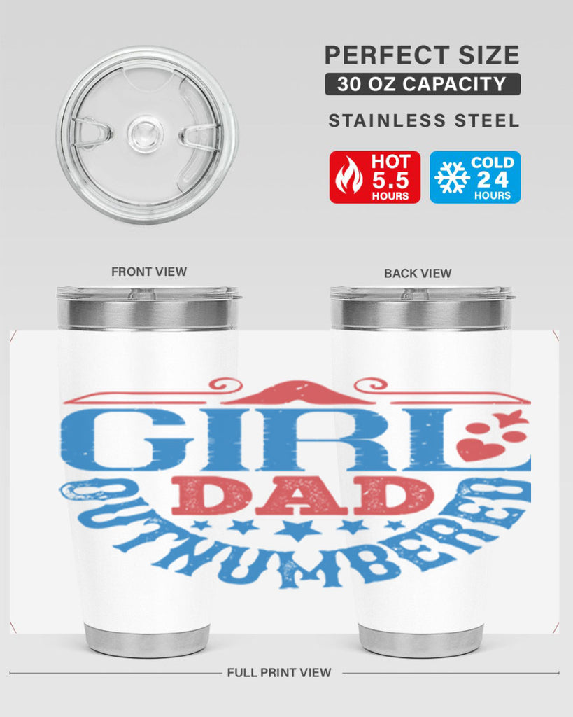 girl dad outnumbered 219#- fathers day- Tumbler