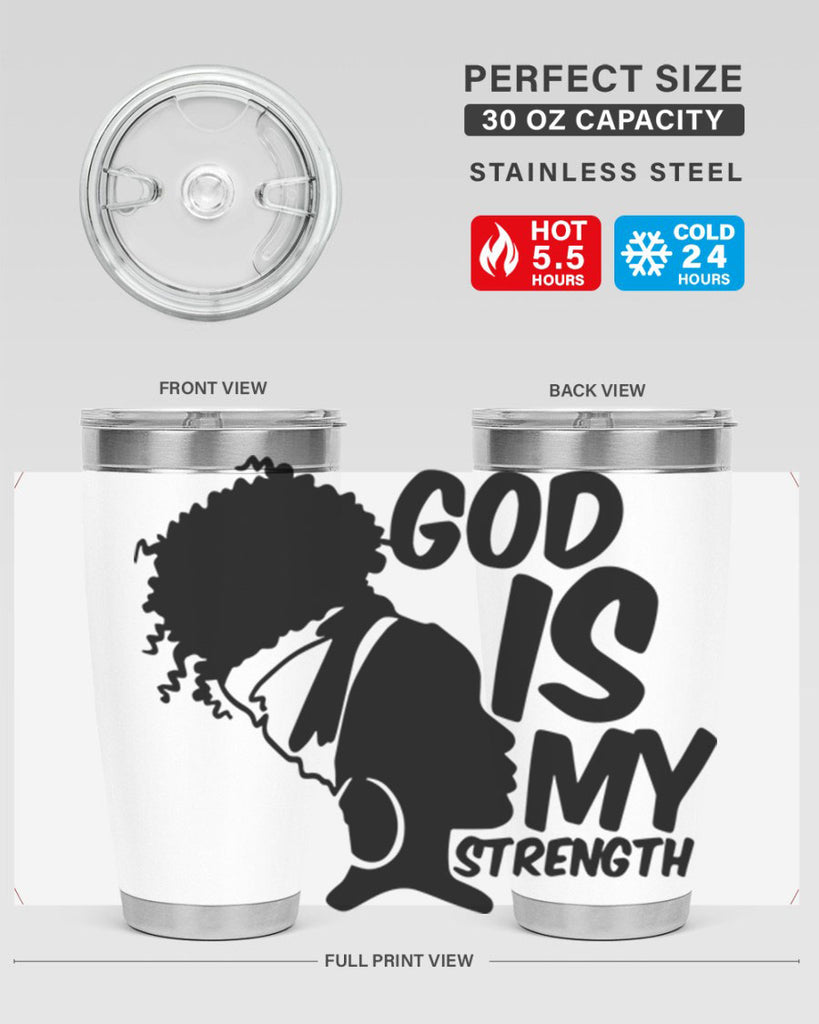 god is my strength- black words phrases- Cotton Tank