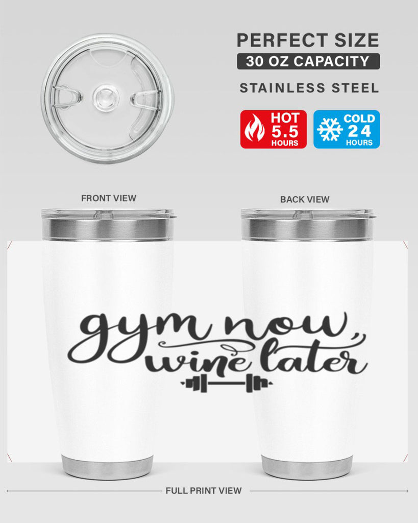 gym now wine later 42#- gym- Tumbler